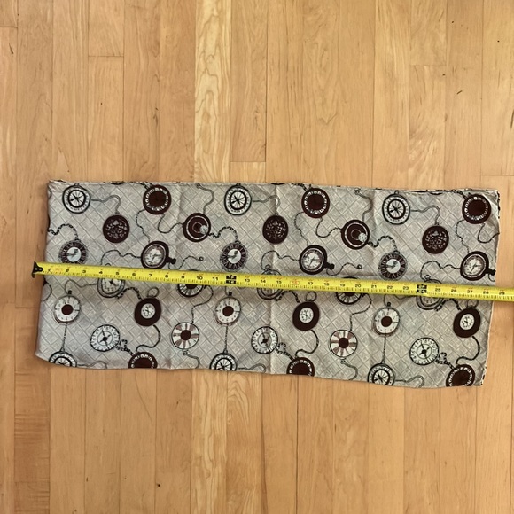 FREE clocks pocket watch printed scarf brown tan - Picture 3 of 7